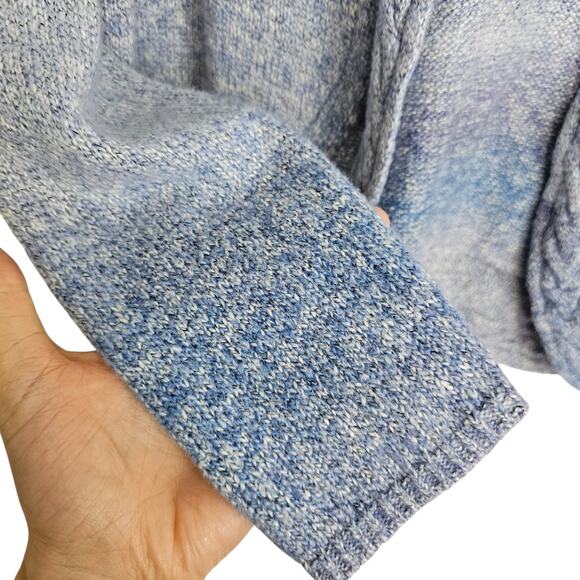 Chicos Tarin Spacedye Sweater Cardigan Cable Knit Trim Open Front Size 1 Whimsy - Picture 4 of 9